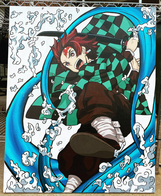 Tanjiro Demon Slayer Painting (original) - Senpai Customs