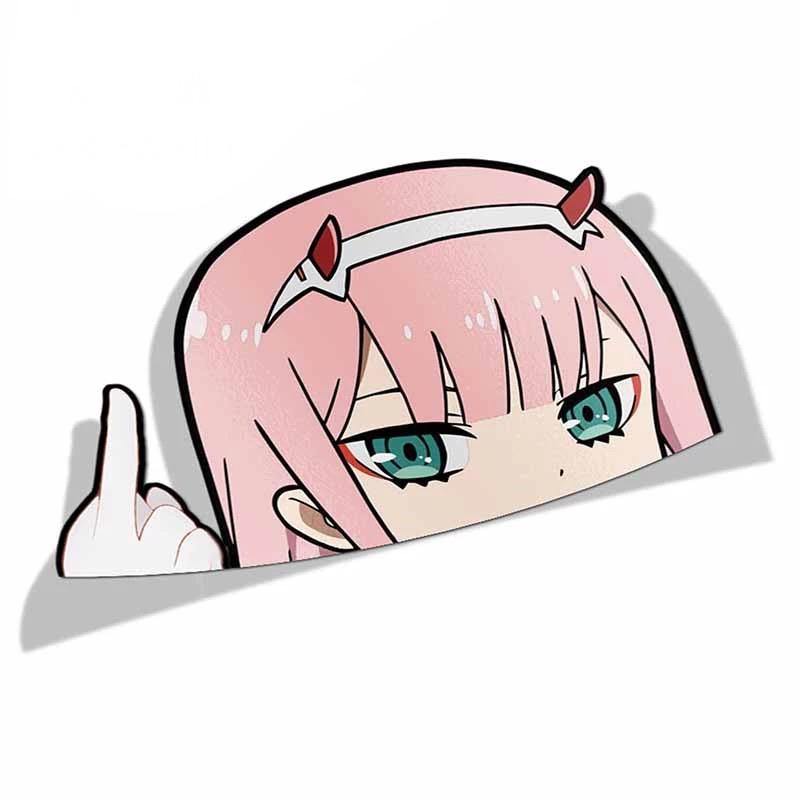 Zero Two Middle finger Peer Decal - Senpai Customs